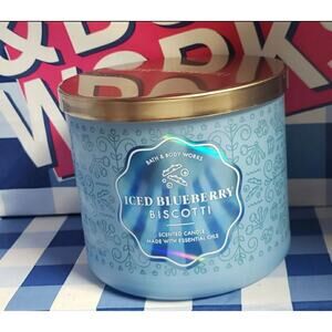 BBW Blueberry Biscotti Large 3 Wick Candle Home Fragrance Decor